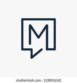 letter M with speech bubble line logo. talk logo vector modern illustration graphic abstract template. Chat concept Logo Template - VECTOR