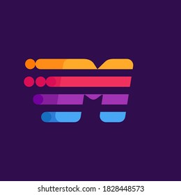 Letter M speed lines logo design template. Colorful creative unique icon for multimedia ads, creative poster, sport identity, etc.