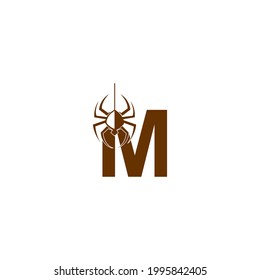 Letter M with spider icon logo design template vector