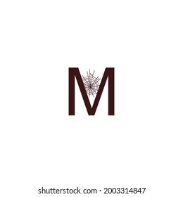 Letter M  with spider web icon design template vector illustration