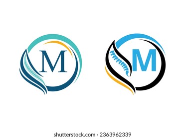 Letter M with Spine Orthopedic logo. for orthopedic business and company identity