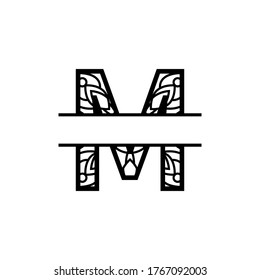Letter M Split monogram mandala vector design template illustration