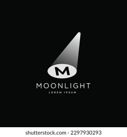 Letter M in spotlight simple logo icon template