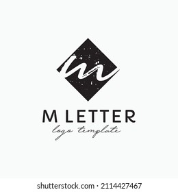 Letter M square black logo vector image