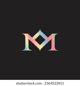 letter m square diamond gradient logo vector 