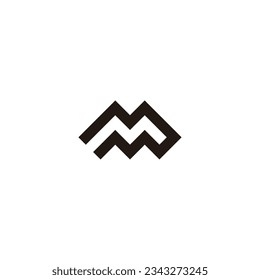 Letter M square, double outline geometric symbol simple logo vector