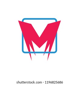 letter m square frame motion design logo vector