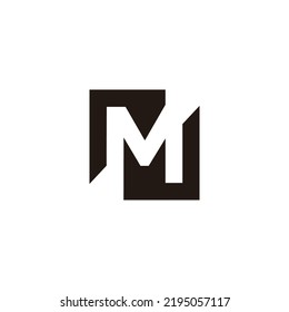 letter m square negative space simple logo vector 