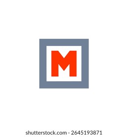 letter M with square rectangle minimalism company logo vector illustration template design