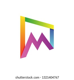 Letter M in Square Shape Logo Vector