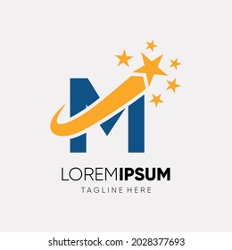 Letter M Star Logo Design Vector Icon Graphic Illustration 