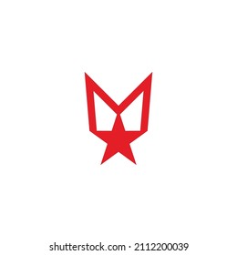 letter m star simple geometric linked logo vector
