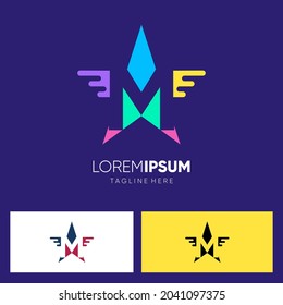 Letter M Star or with Wing Logo Design Vector Icon Graphic Emblem Illustration