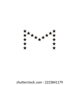 Letter M stars geometric symbol simple logo vector