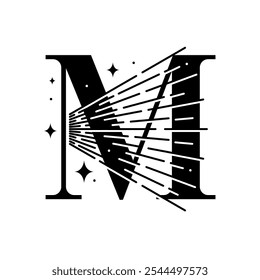 Letter M Stars Lights Logo Design