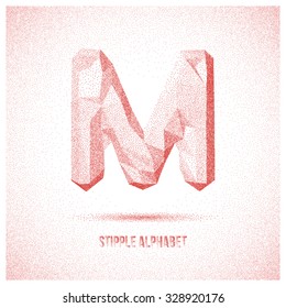 Letter M from Stipple Alphabet - Typeface Made From Little Dots - Infographic, Webdesign or Advertising Element - Vector Illustration
