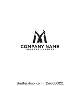 Letter m straight razor logo icon design template elements