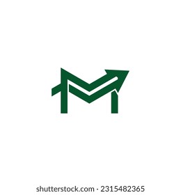 letter m stripes arrow chart logo vector 