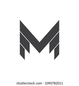 letter m stripes geometric design logo vector