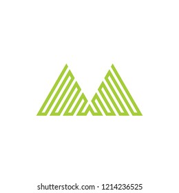 letter m stripes mountain logo vector