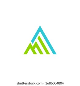 letra m rayas de montaña logotipo geométrico coloreado vectorial