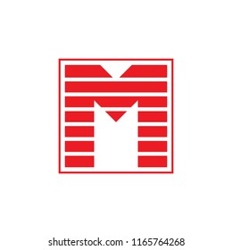 letter m stripes square logo vector