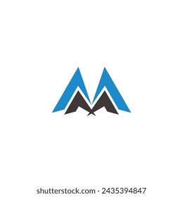 letter m stripes tent mountain abstract logo vector 