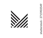 letter m stripes triangles geometric logo vector 