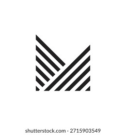 letter m stripes triangles geometric logo vector 