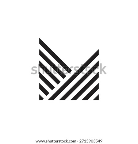 letter m stripes triangles geometric logo vector 