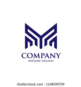 letra m fuerte negrita concepto de logotipo geométrico lineal