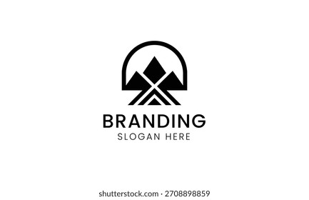 Letter M style mountain logo template