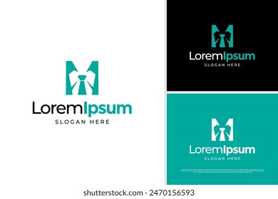 Letter M with suit logo design concept, suit collar logo template