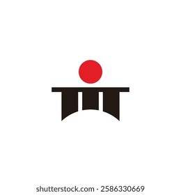 letter m sun bridge simple colorful logo vector 