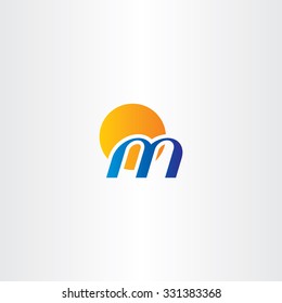 letter m and sun logo logotype vector icon label