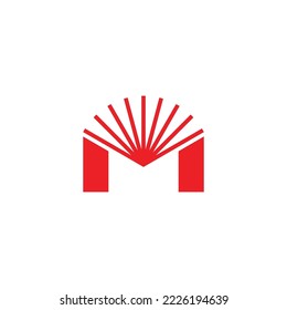 letter m sun rays shine simple logo vector 