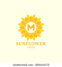 letter M sunflower warm and charming vector logo design