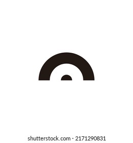 Letter M sunset, circle geometric symbol simple logo vector