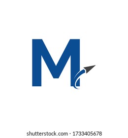 Letter M Swoosh logo design, creative letter mark suitable for company brand identity, business chart/graph logo template