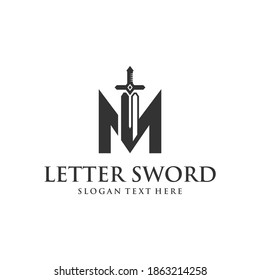 Letra M Sword Blade Resumen Diseño moderno Logotipo comercial