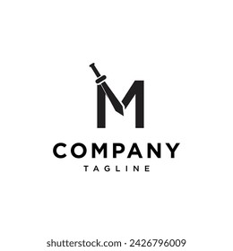 Letter M Sword logo icon vector template.eps