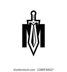 Letra M Ilustración vectorial del logotipo de arma de espada, ilustración vectorial abstracta, Daggers y Knifes, elemento de logotipo para plantilla.