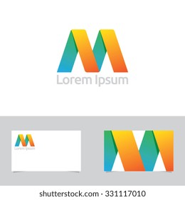 Letter M Symbol With Business Card Template