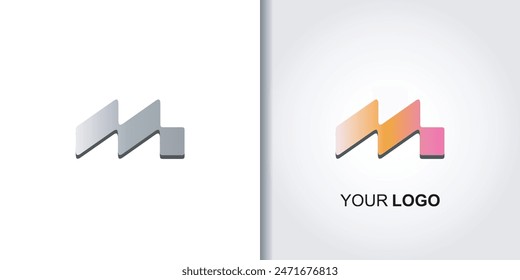 letter m symmetric logo template