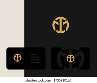 Letter M T logo design with business card vector template. creative minimal monochrome monogram symbol. Premium business logotype. Graphic alphabet symbol for corporate identity