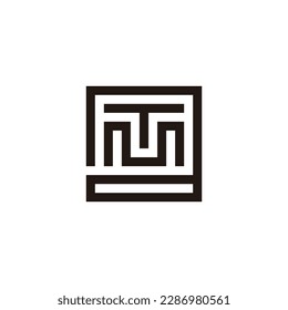 Letter M and T in a square geometric symbol simple logo vector