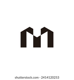 letter m tall building simple geometric logo vector 