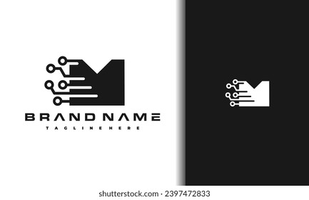 letter M tech black logo