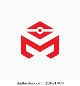 Letra M imagen vectorial del logotipo de hexágono tecnológico 