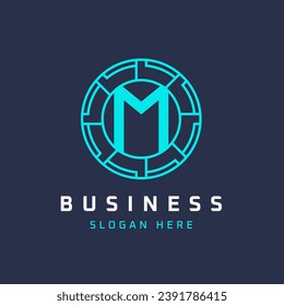 Letter M Tech Logo Design. Universelles Elegansymbol für das Runde M-Logo